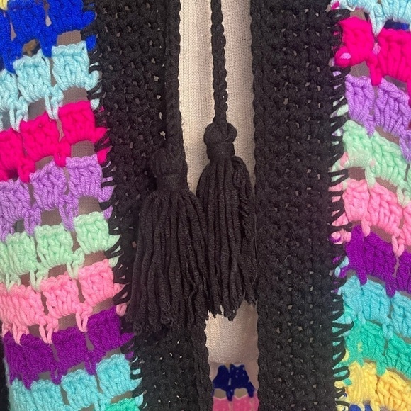 Rare Matimì Crochet Long Cardigan Sweater w/ Hood in Multicolor Stripes - Picture 11 of 11